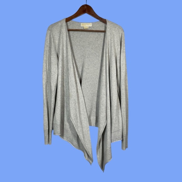 Michael Michael Kors taupe ribbed cashmere angora blend waterfall cardigan XL - Picture 10 of 16